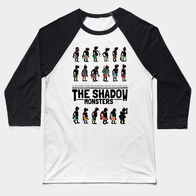 Vintage Shadow Puppet Monsters Baseball T-Shirt by KewaleeTee